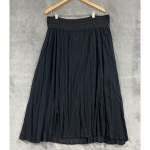 Vintage Judy Knapp Womens Midi Skirt Black Sheer Lace 90s 80s Nylon Sz L